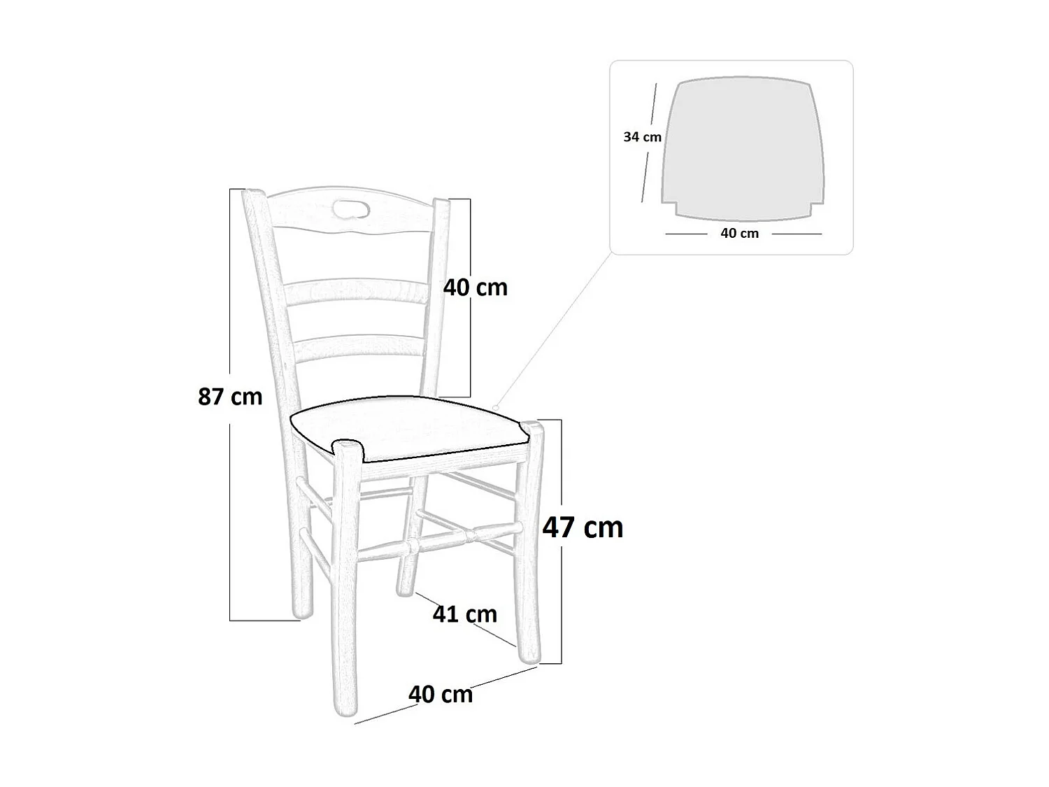 Chaise en bois de cerisier Loris avec assise en simili cuir gris tourterelle