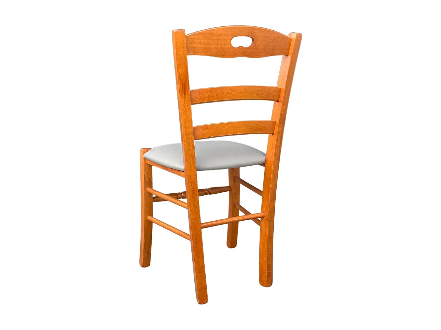 Sedia legno loris ciliegio con seduta in similpelle tortora