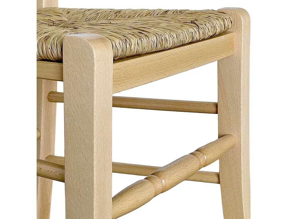 Chaise loris en bois naturel avec assise en paille