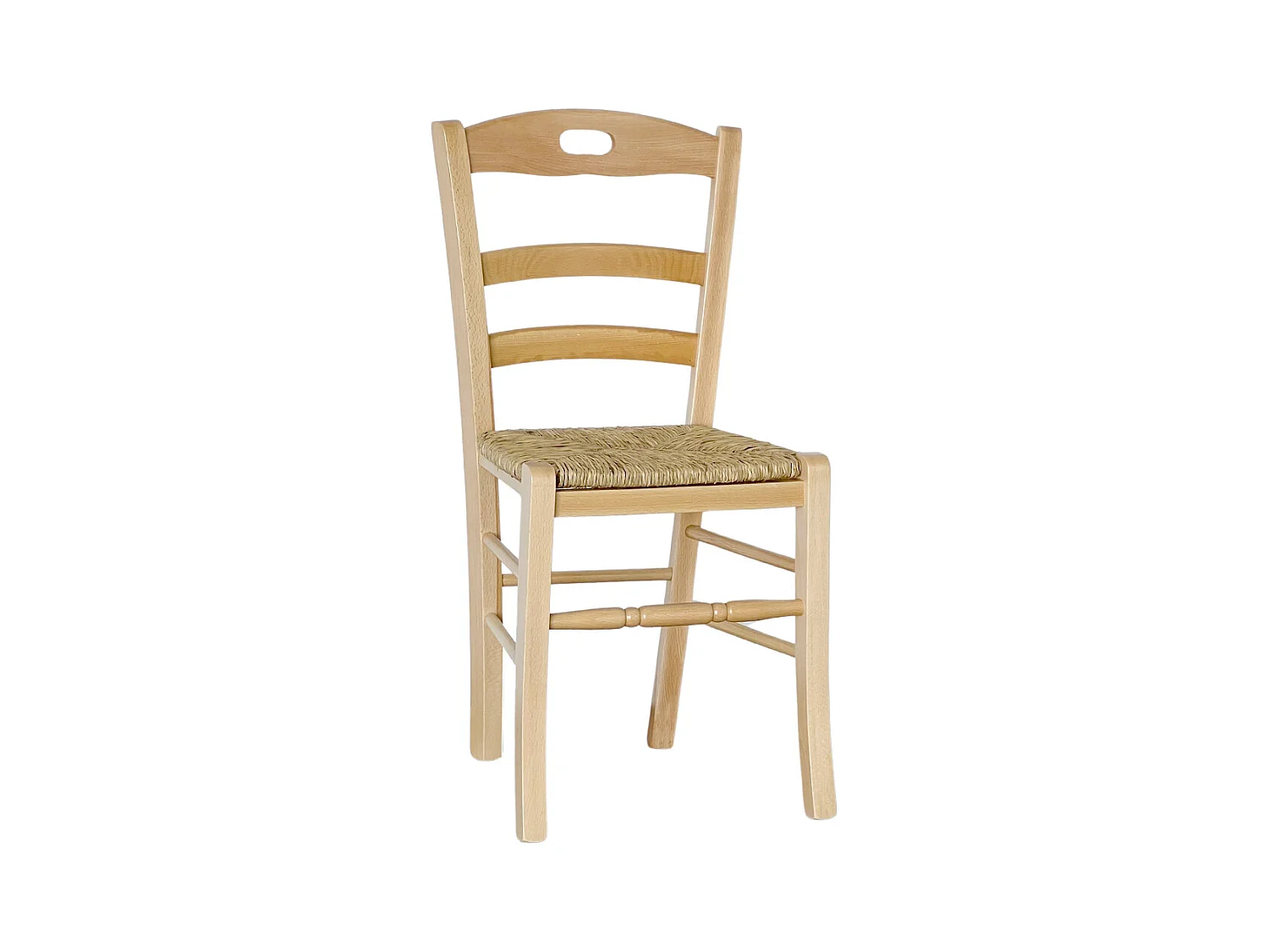 Chaise loris en bois naturel avec assise en paille