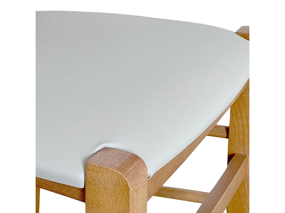 Sedia legno paesana noce chiaro con seduta similpelle grigio chiaro