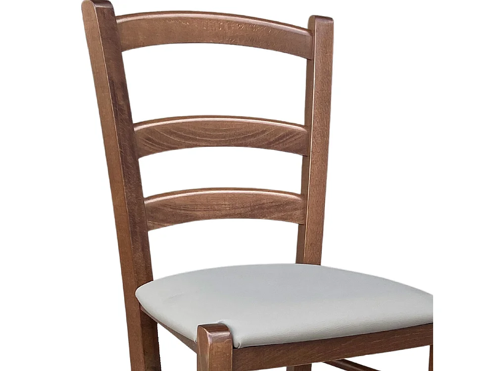 Sedia legno venezia noce scuro con seduta similpelle imbottita tortora