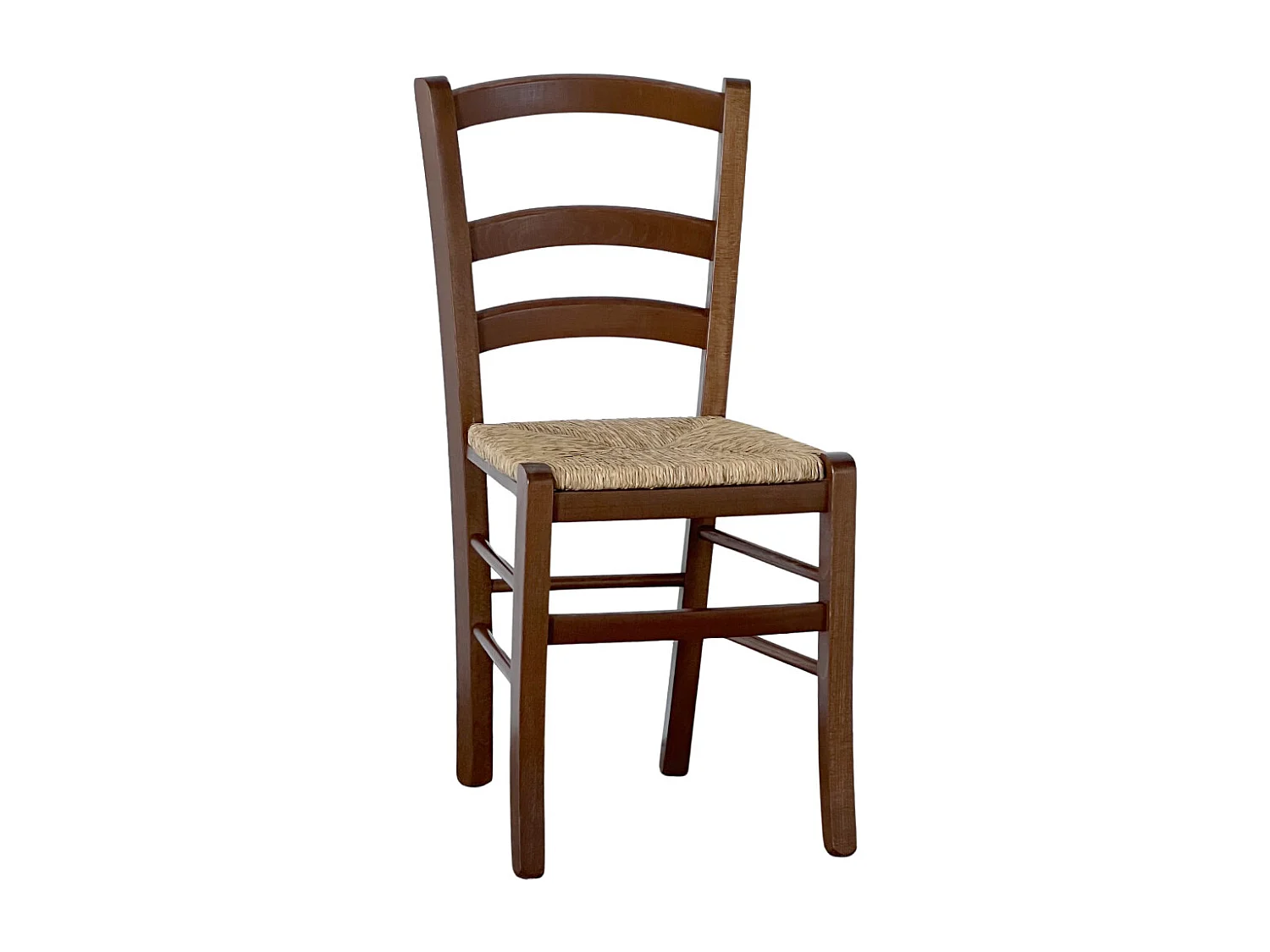 Sedia in legno venezia noce scuro con seduta in paglia