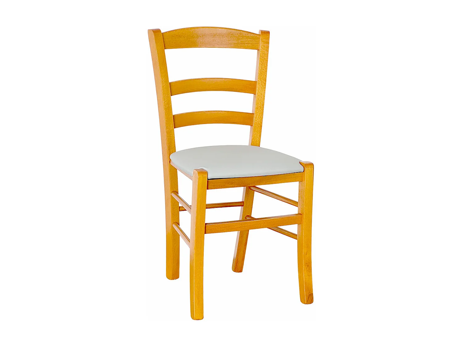 Sedia legno paesana ciliegio con seduta imbottita grigio chiaro