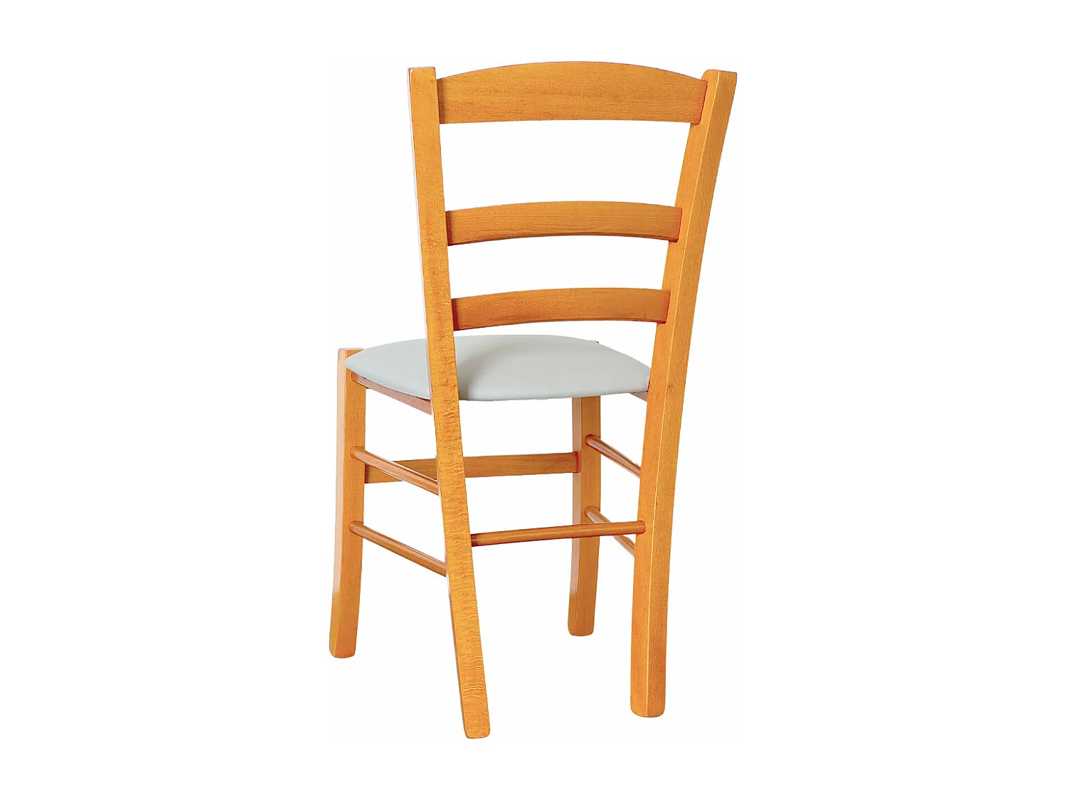 Sedia legno paesana ciliegio con seduta imbottita grigio chiaro