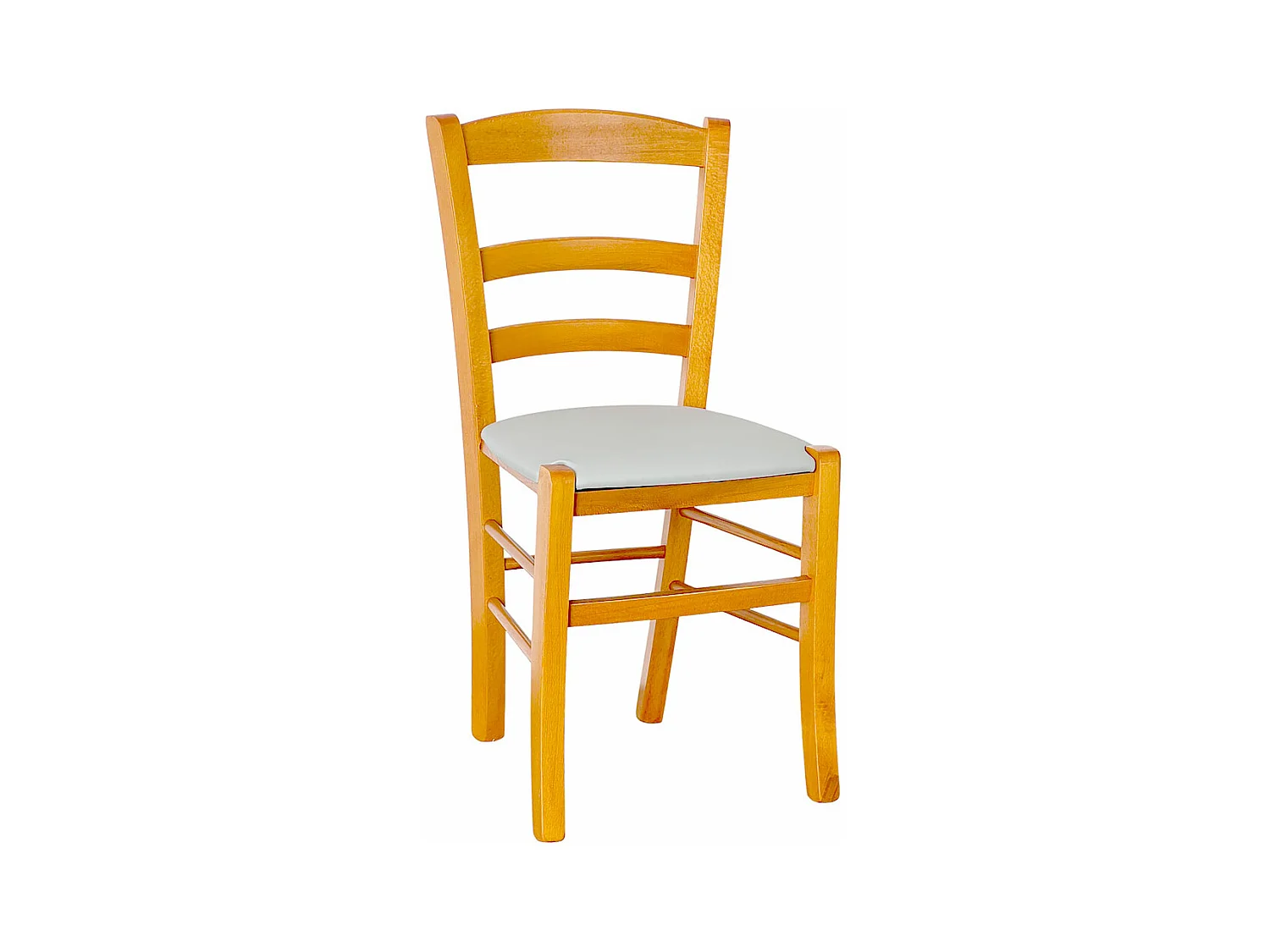 Chaise de campagne en bois de cerisier avec assise rembourrée gris clair