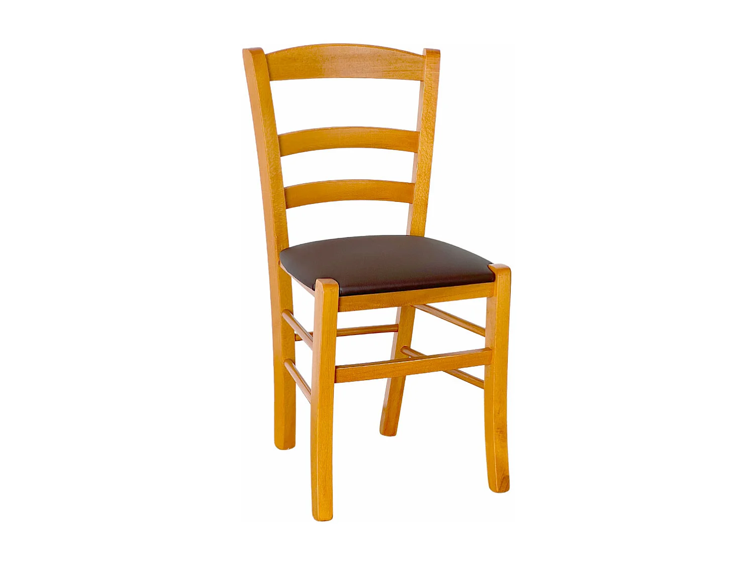 Chaise de campagne en bois de cerisier avec siège rembourré marron