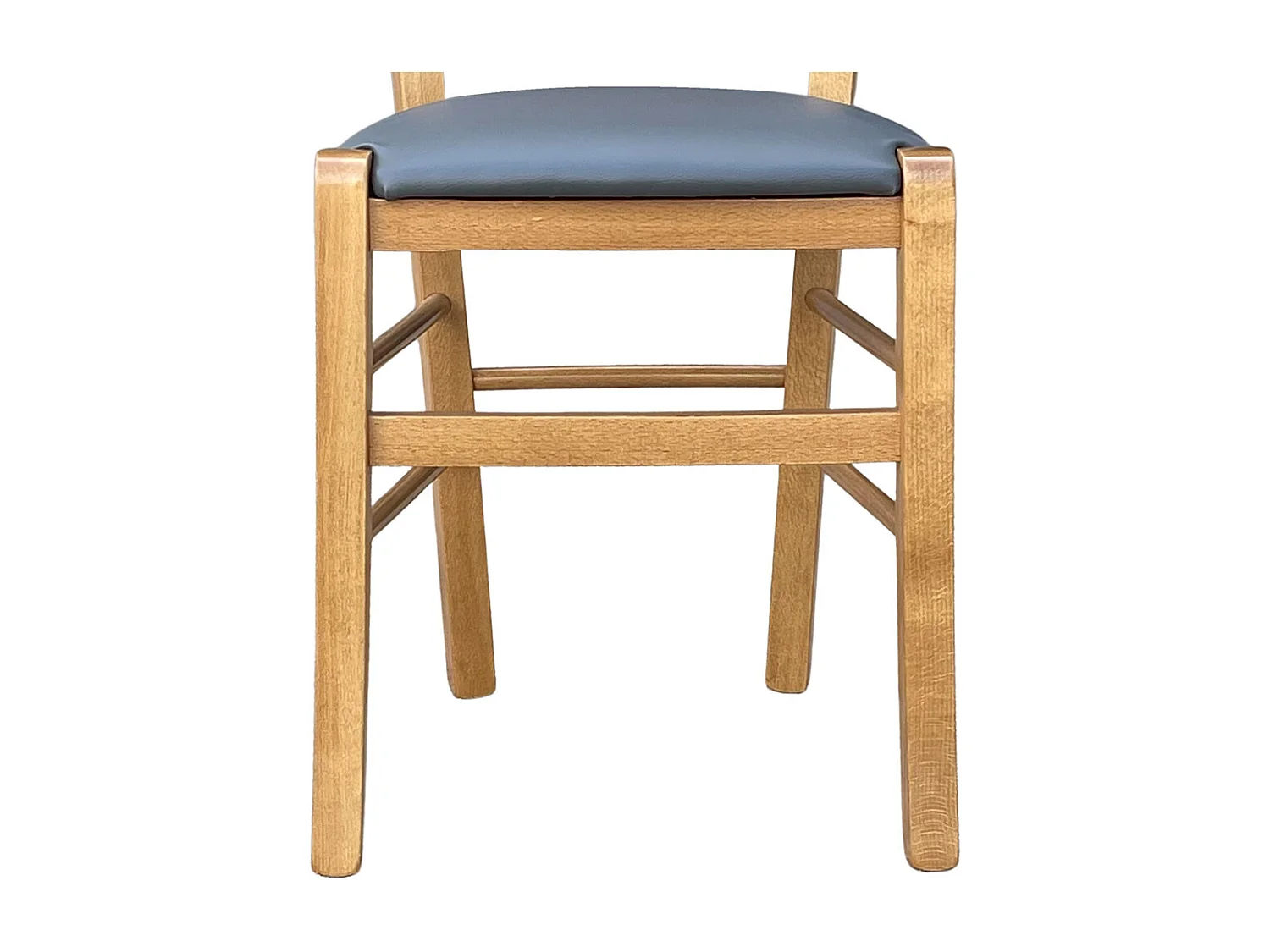 Chaise en bois Venice avec assise rembourrée en simili cuir noyer clair anthracite