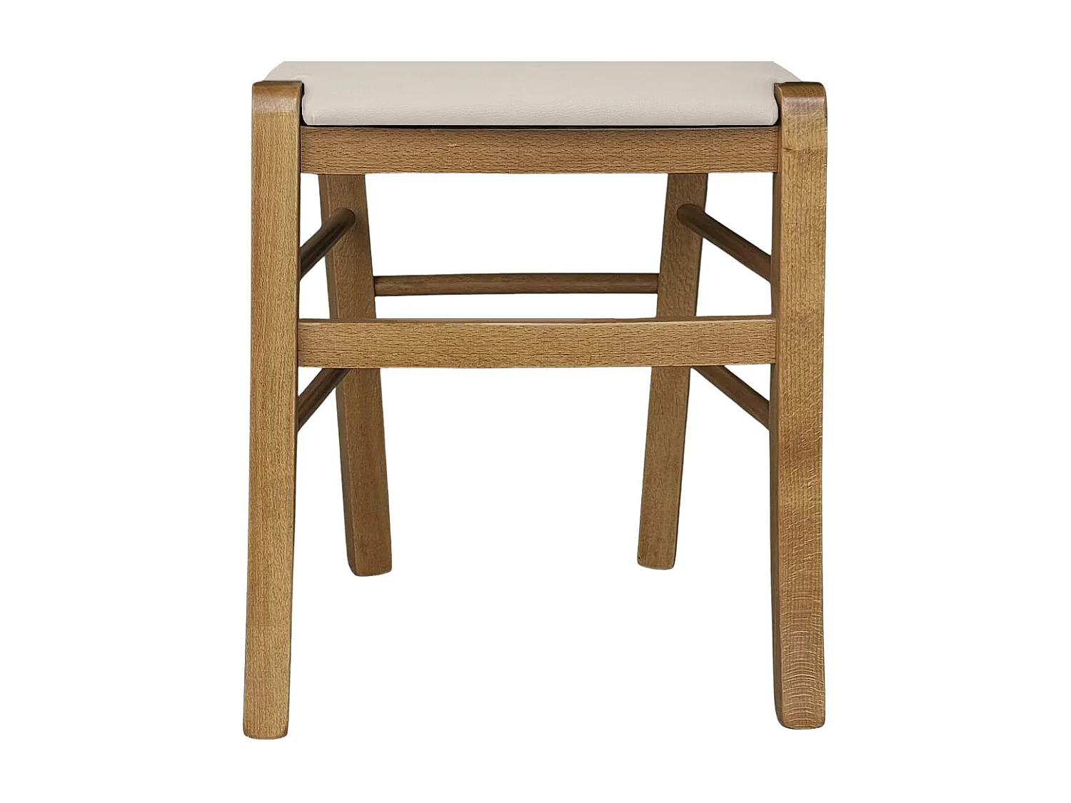 Chaise Venezia en bois de noyer clair avec assise rembourrée en similicuir beige