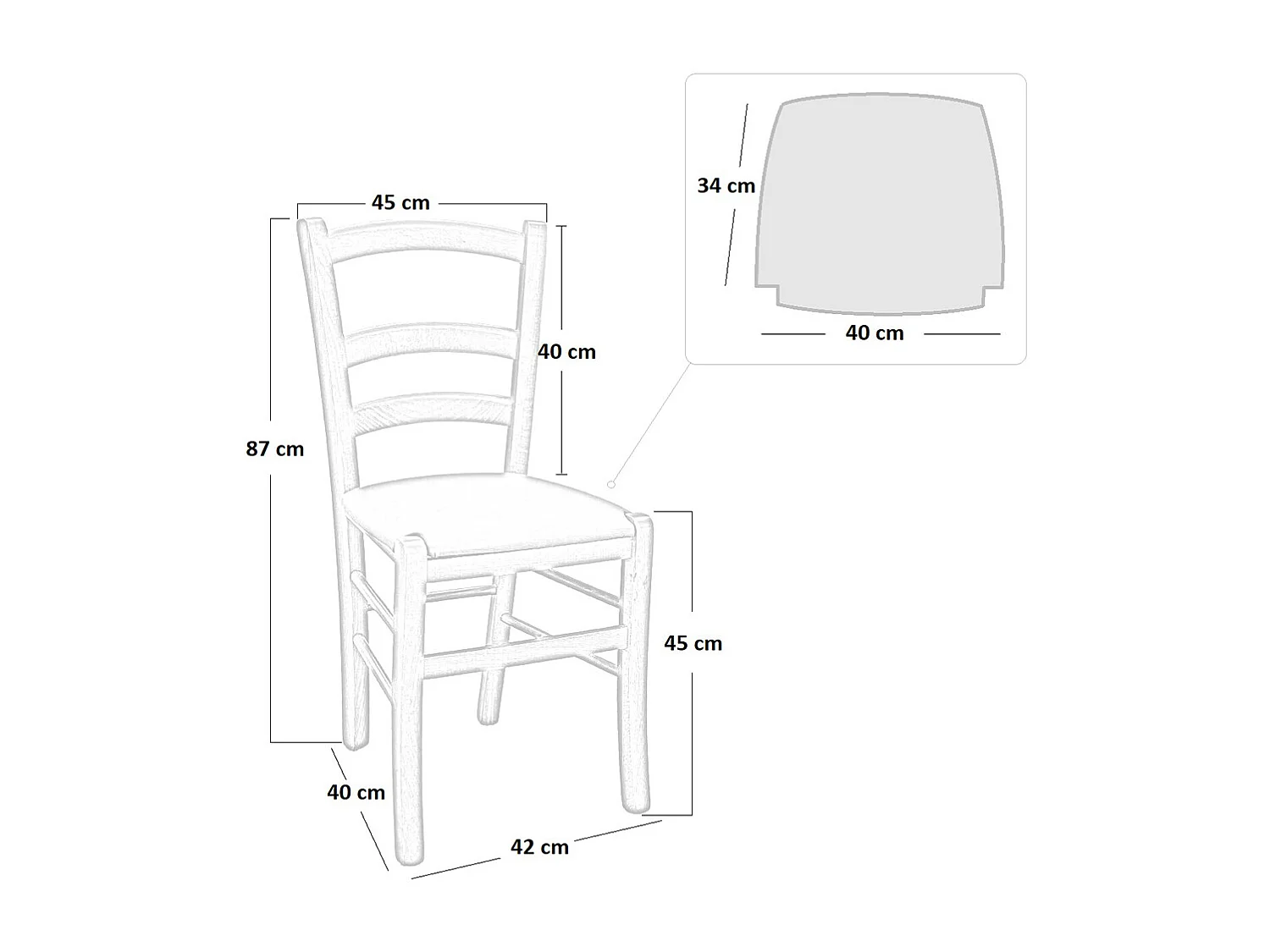 Chaise Venezia en bois de noyer clair avec assise rembourrée en similicuir beige