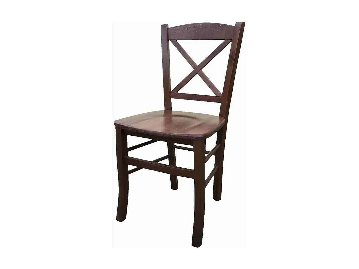 Chaise de campagne en bois de noyer foncé avec assise en bois massif x 6