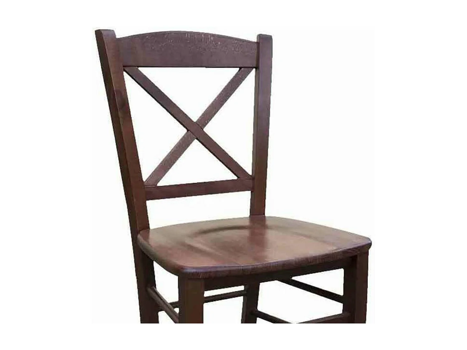 Chaise de campagne en bois de noyer foncé avec assise en bois massif x 6