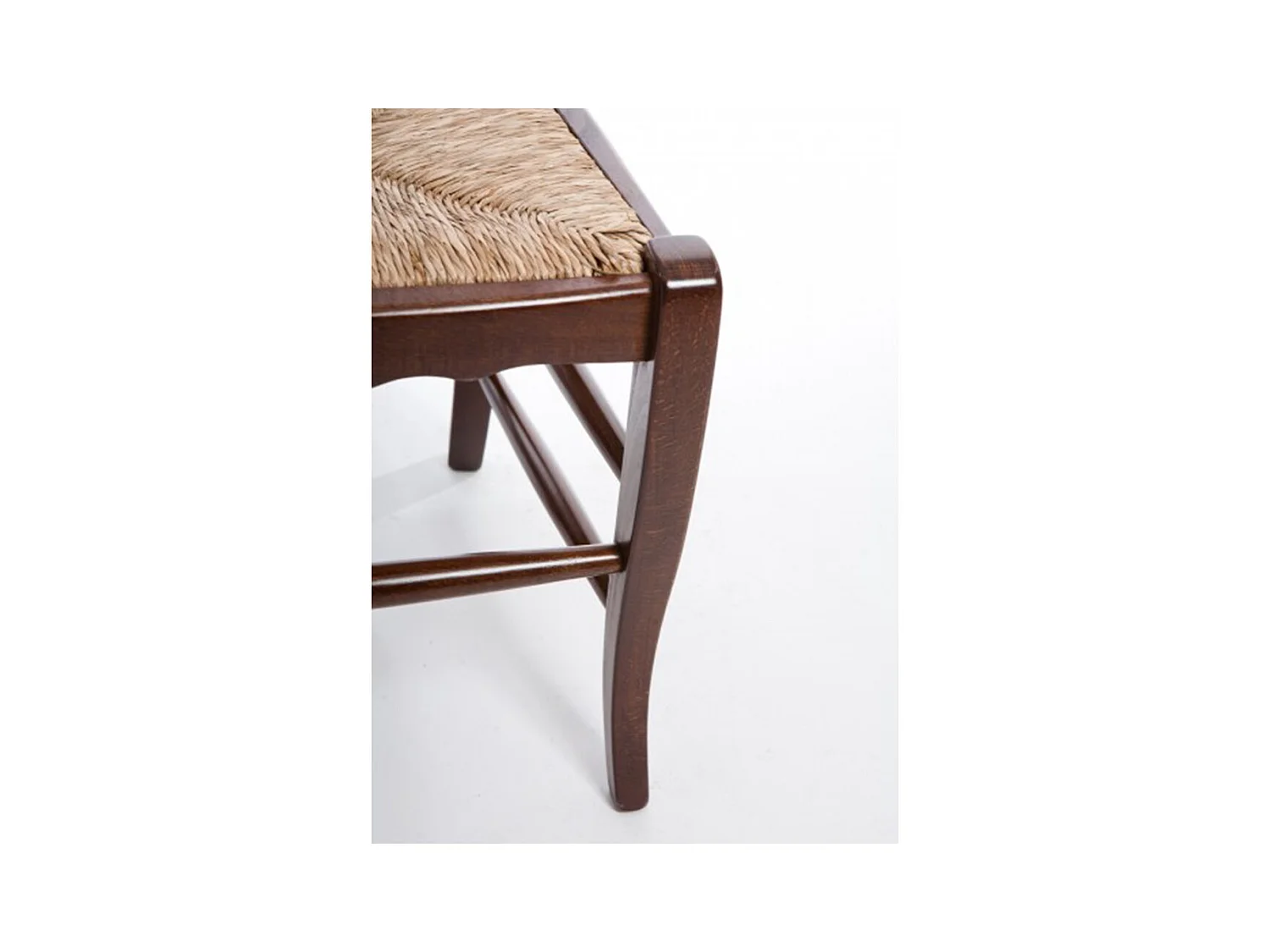 Chaise de montagne en noyer foncé, assise en paille, lot de 6