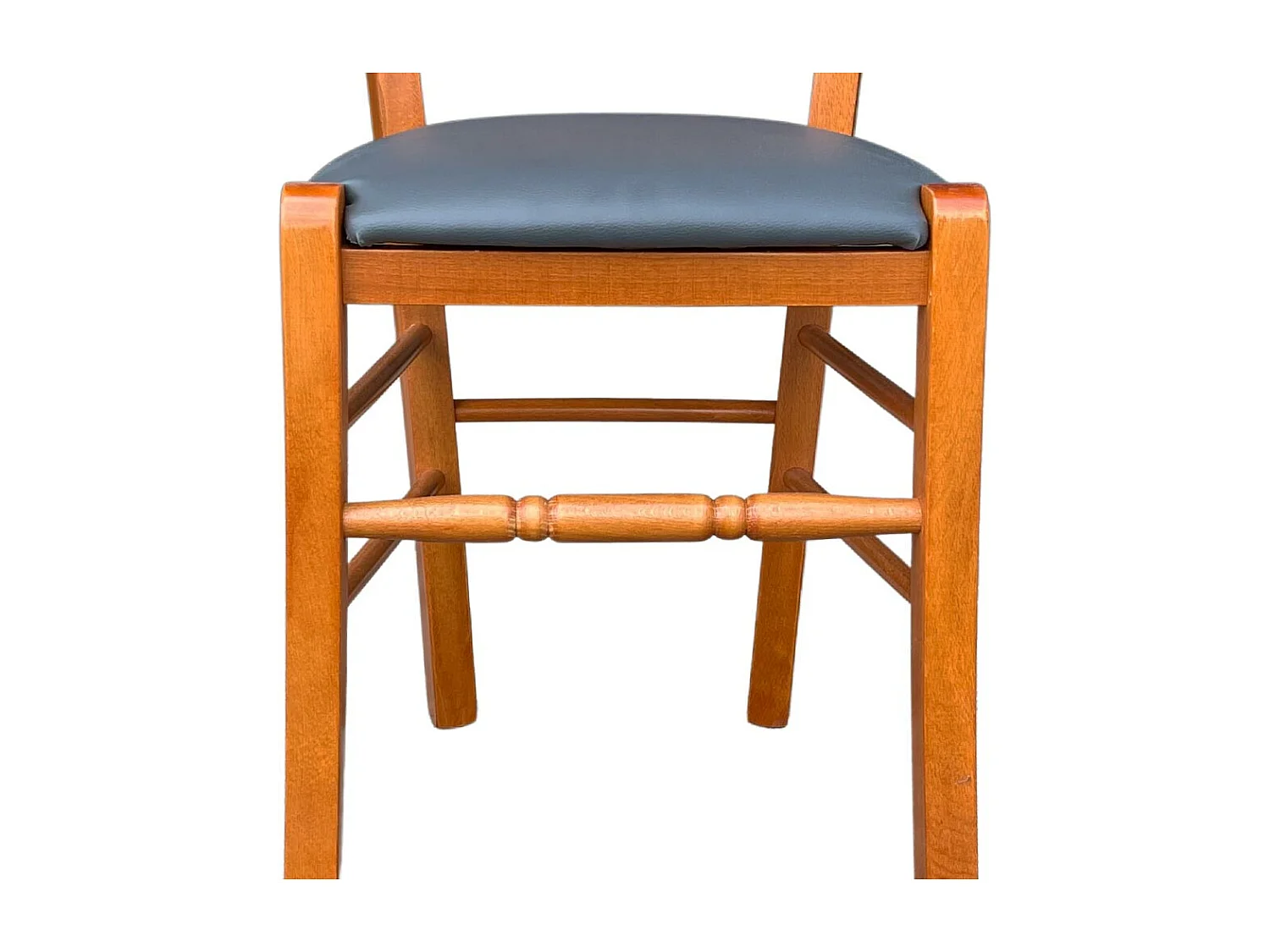 Chaise en cerisier Loris avec assise en simili cuir anthracite