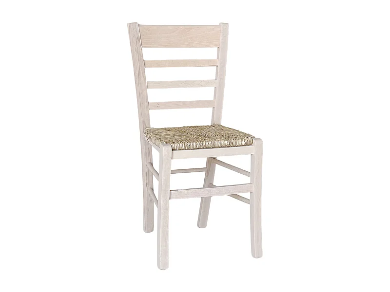 Chaise en bois massif avec assise en paille mod. SARA à peindre