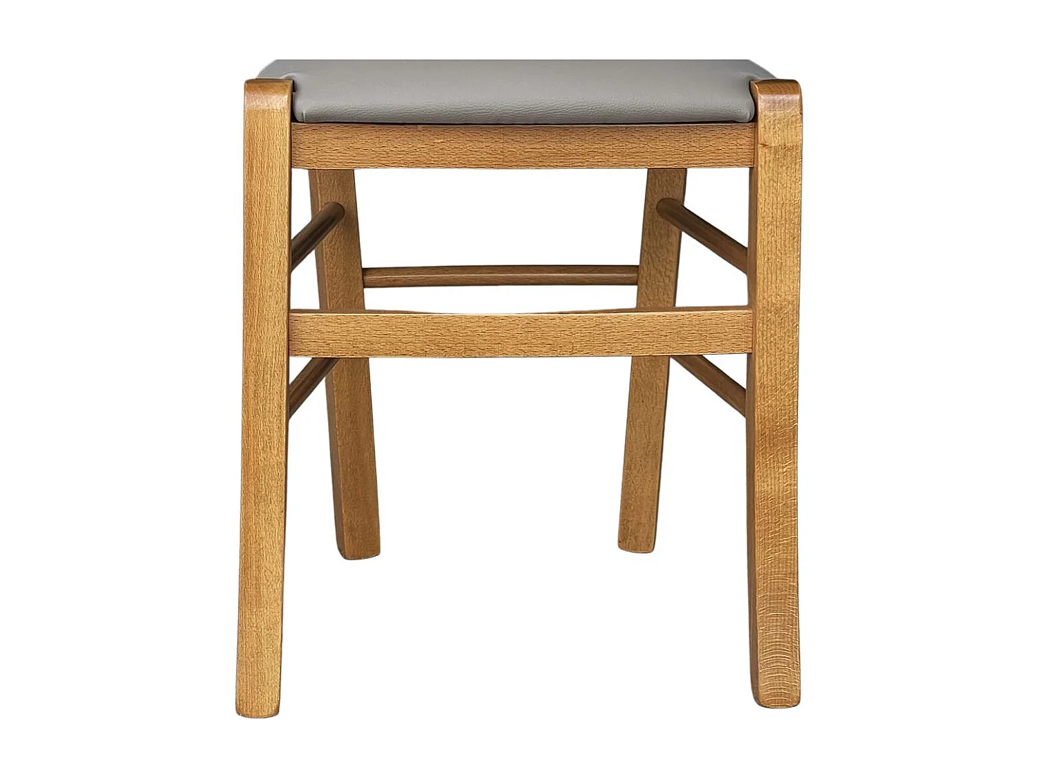 Chaise en bois Venice avec assise rembourrée simili cuir gris tourterelle noyer clair