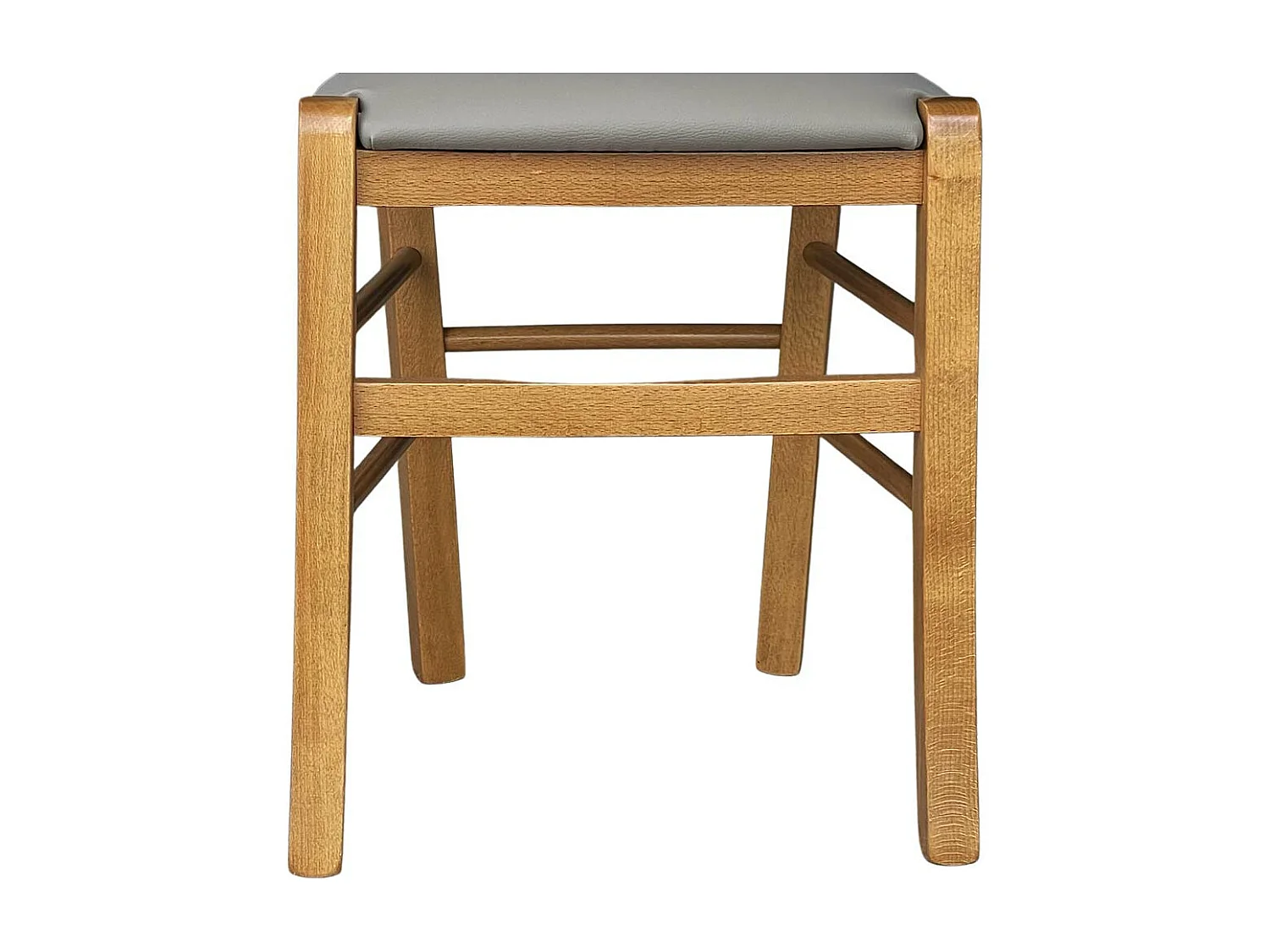 Chaise en bois Venice avec assise rembourrée simili cuir gris tourterelle noyer clair