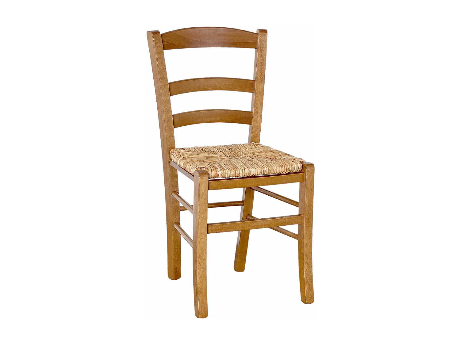 Chaise de campagne en bois de noyer clair avec assise en paille de riz