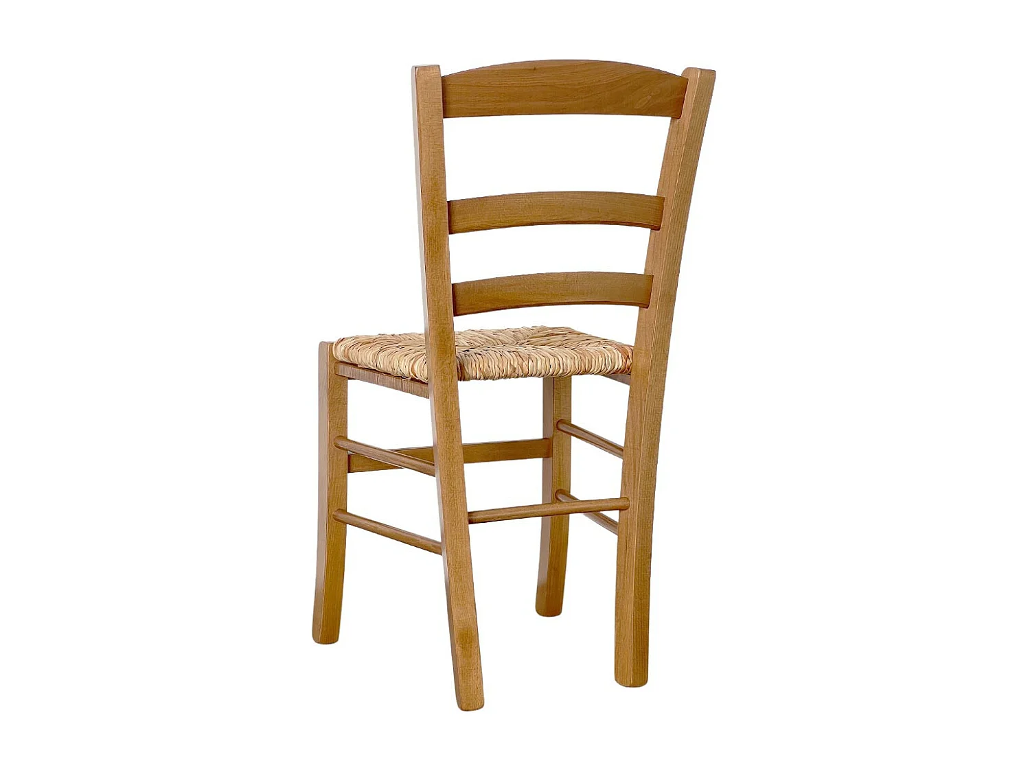 Chaise de campagne en bois de noyer clair avec assise en paille de riz