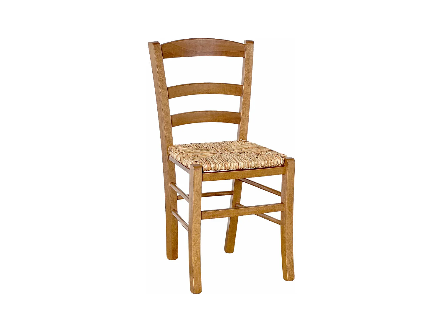 Chaise de campagne en bois de noyer clair avec assise en paille de riz