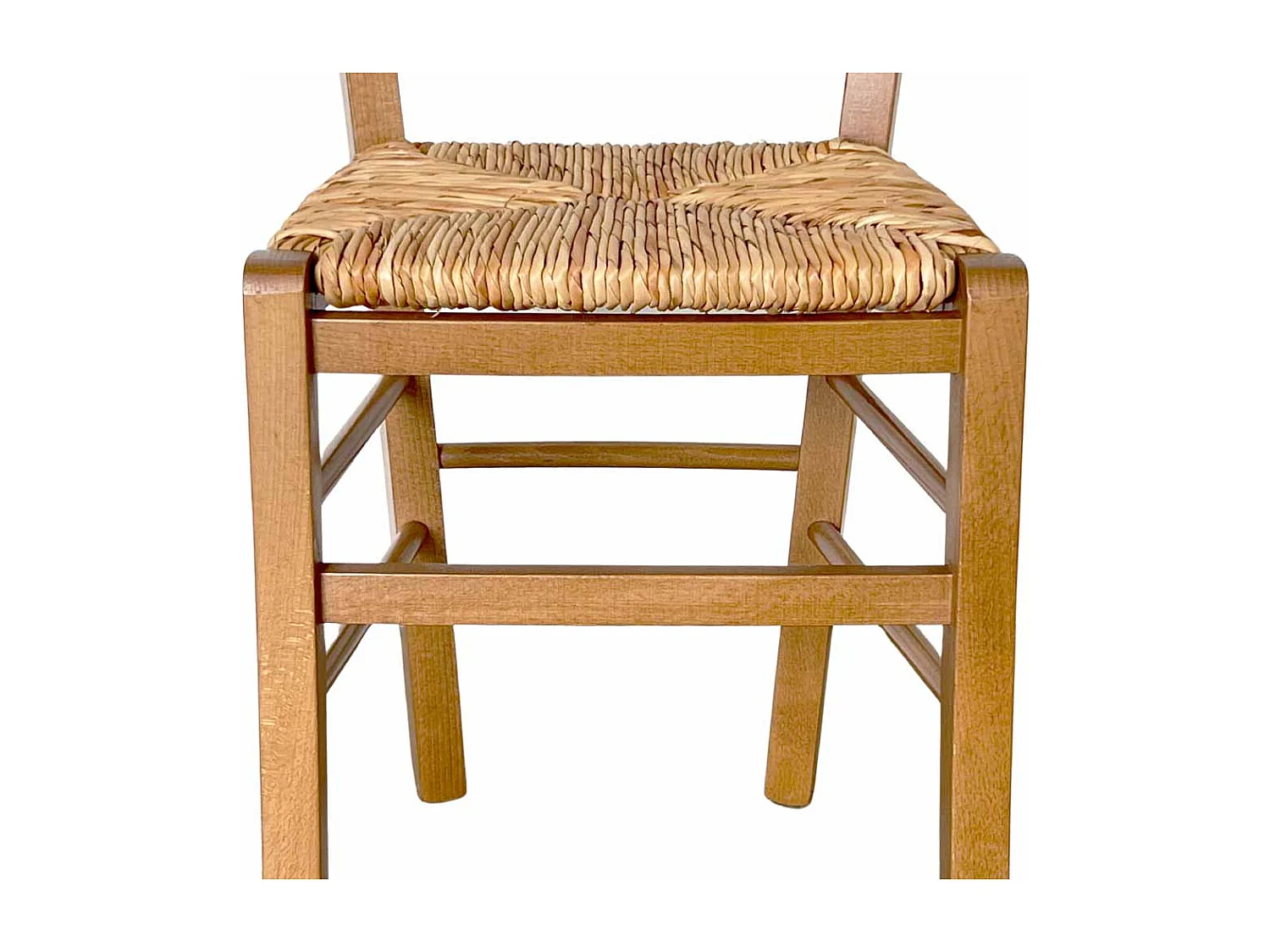 Chaise de campagne en bois de noyer clair avec assise en paille de riz