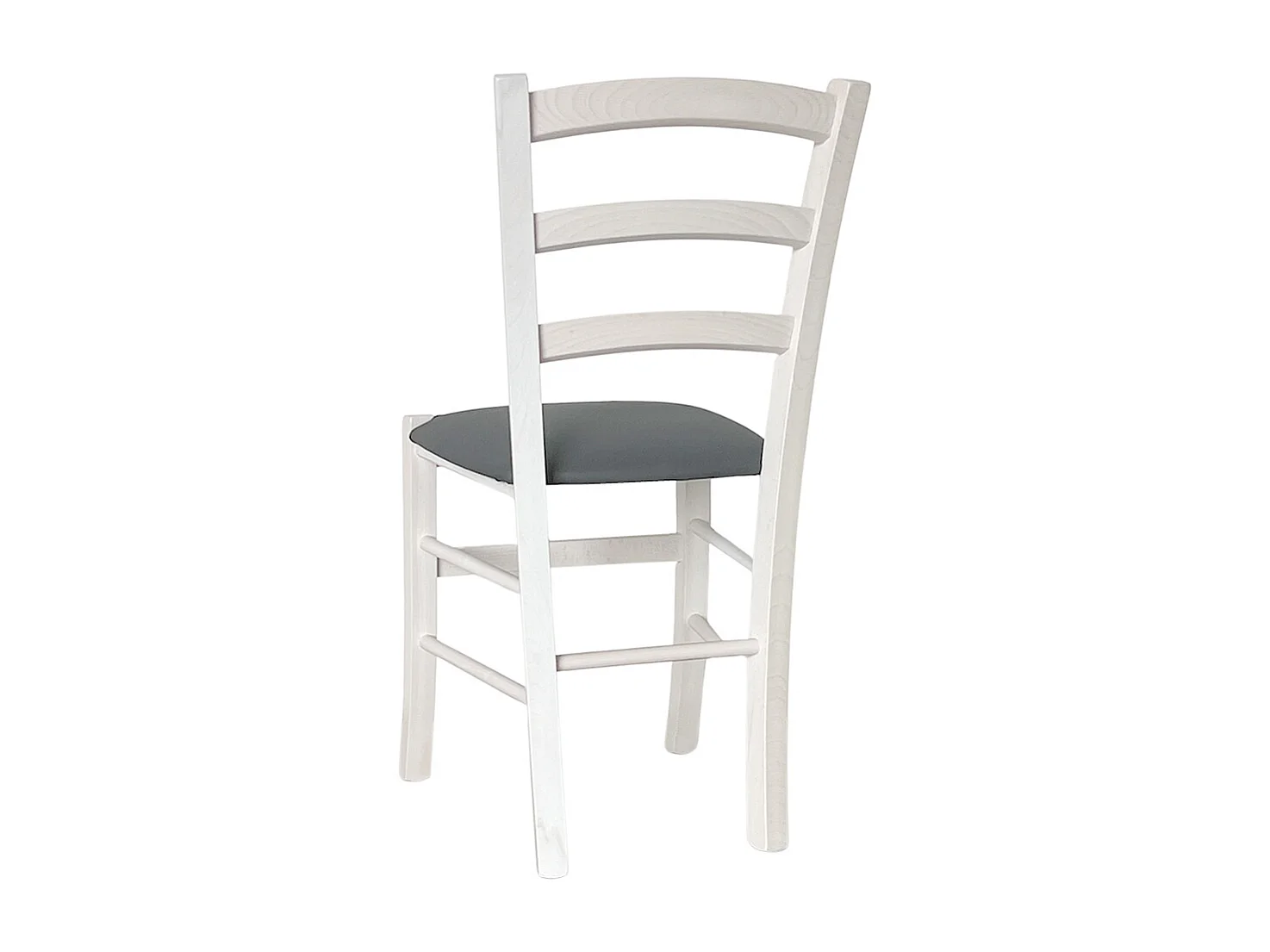 Chaise Venezia Paesana en bois blanc avec assise en simili cuir anthracite