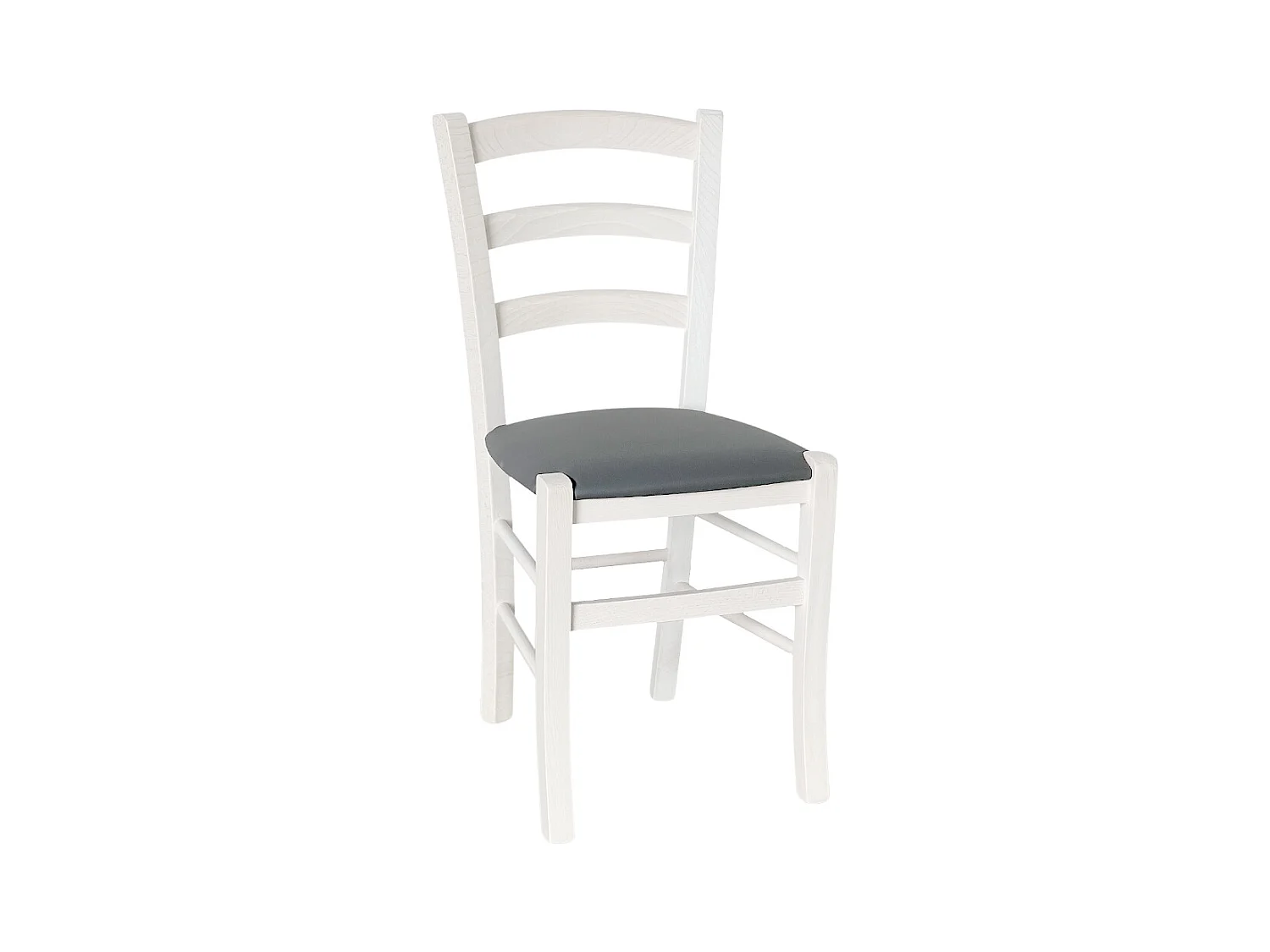 Chaise Venezia Paesana en bois blanc avec assise en simili cuir anthracite