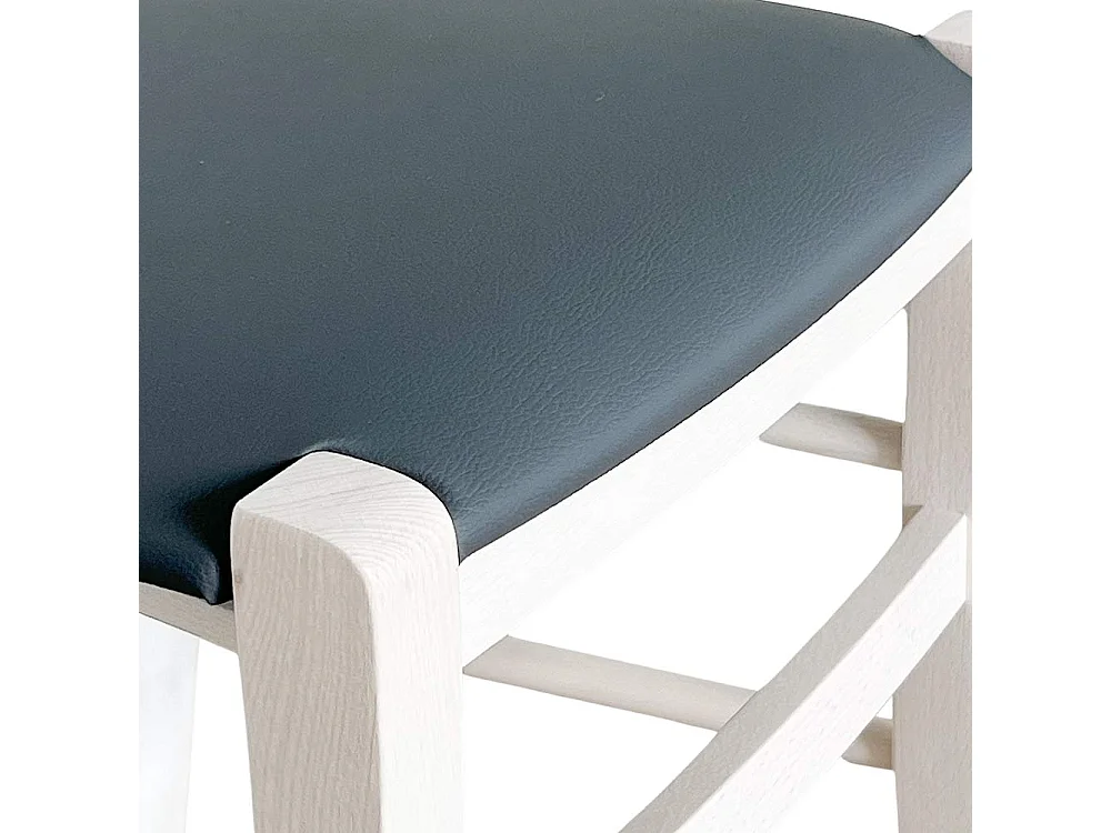 Chaise Venezia Paesana en bois blanc avec assise en simili cuir anthracite