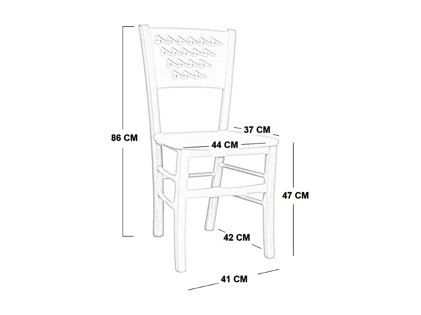 Chaise Capri en bois brut à peindre avec assise en bois massif