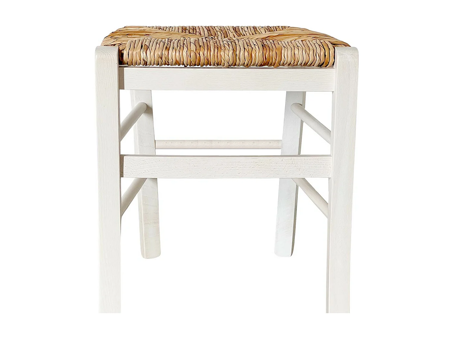 Chaise en bois blanc de Venise avec assise en paille de riz