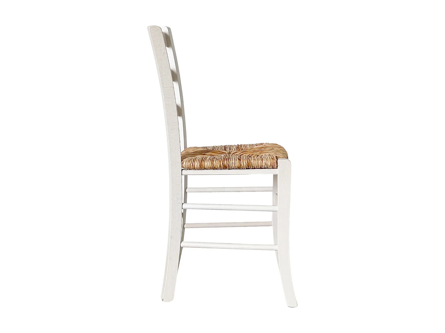 Chaise en bois blanc de Venise avec assise en paille de riz