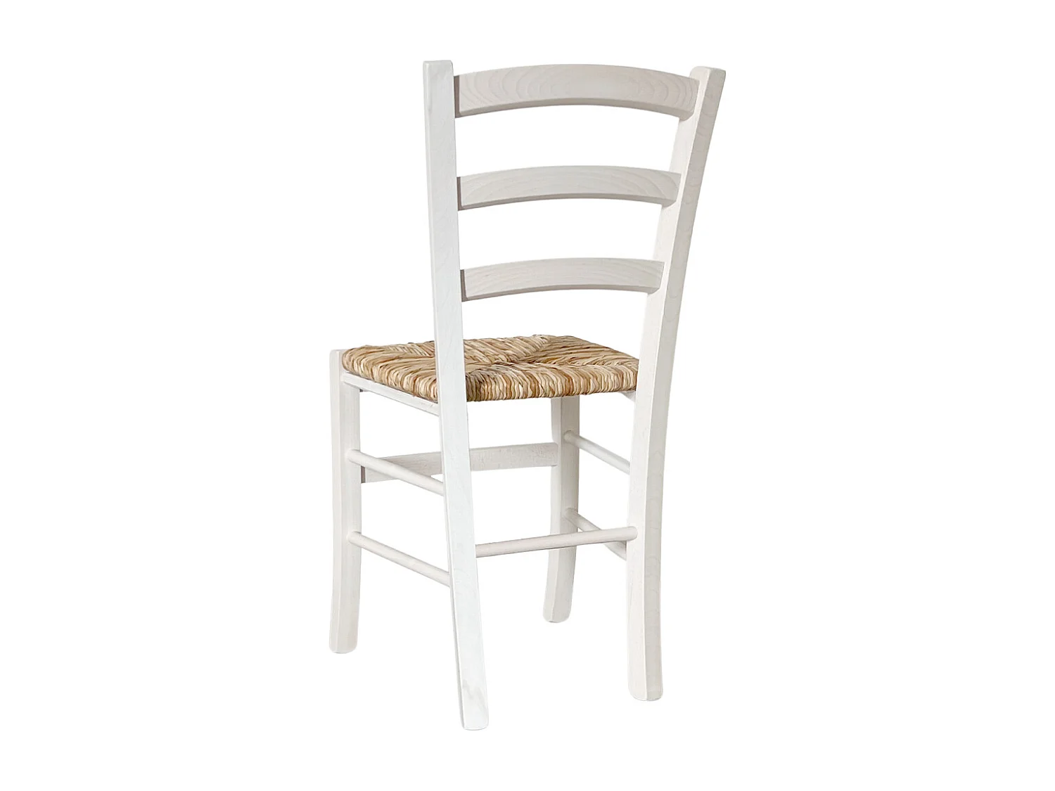 Chaise en bois blanc de Venise avec assise en paille de riz