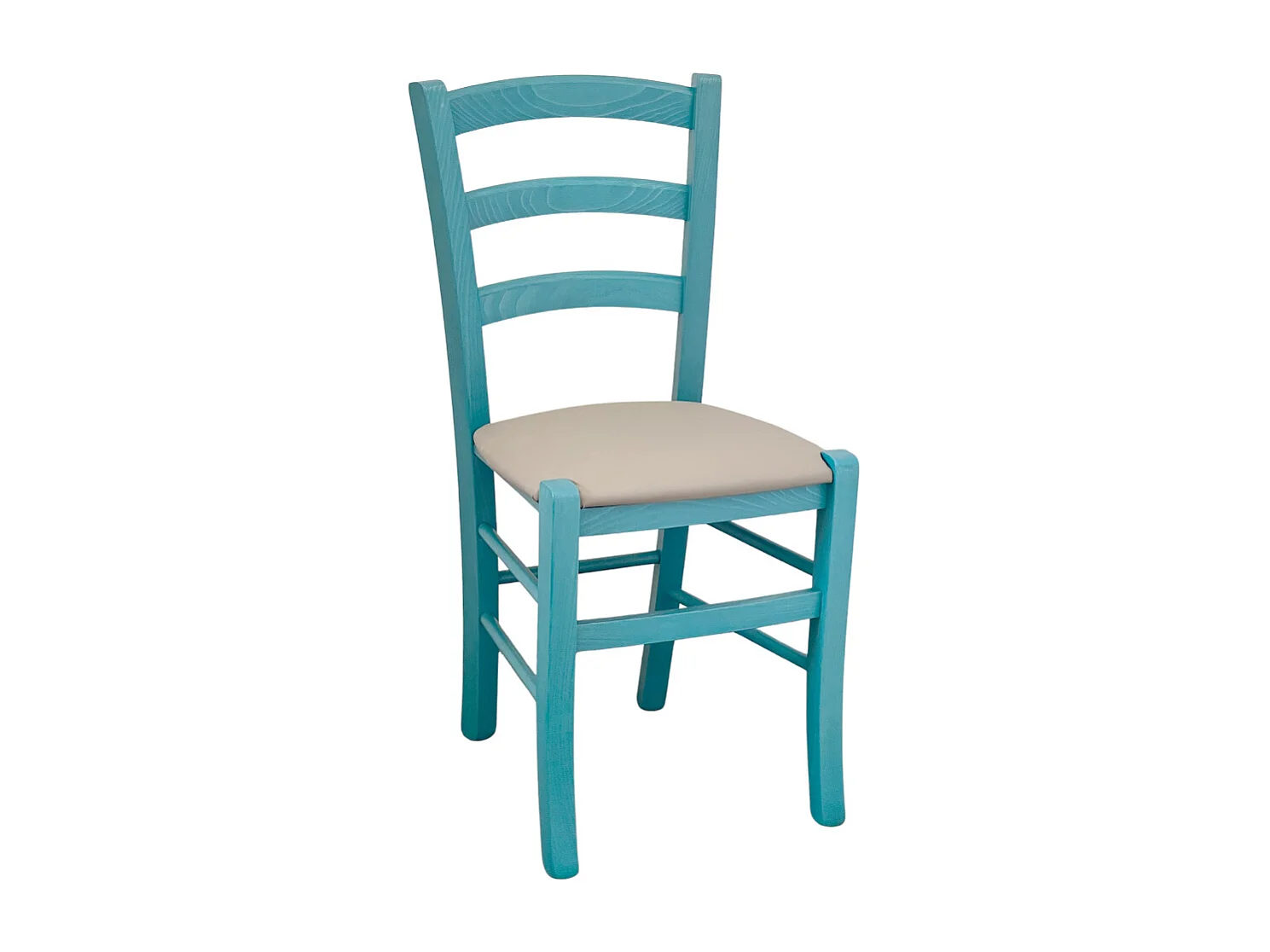 Sedia legno venezia turchese con seduta in similpelle tortora