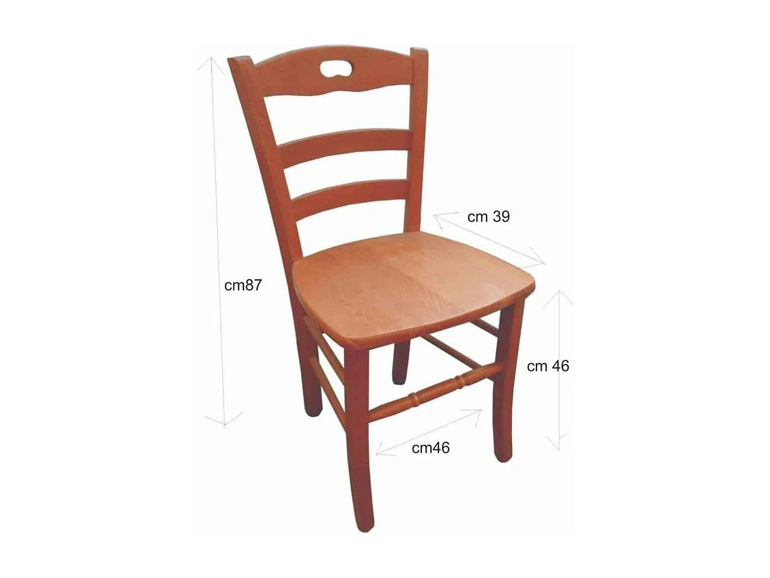 Chaise modèle Loris avec assise en bois massif couleur cerisier