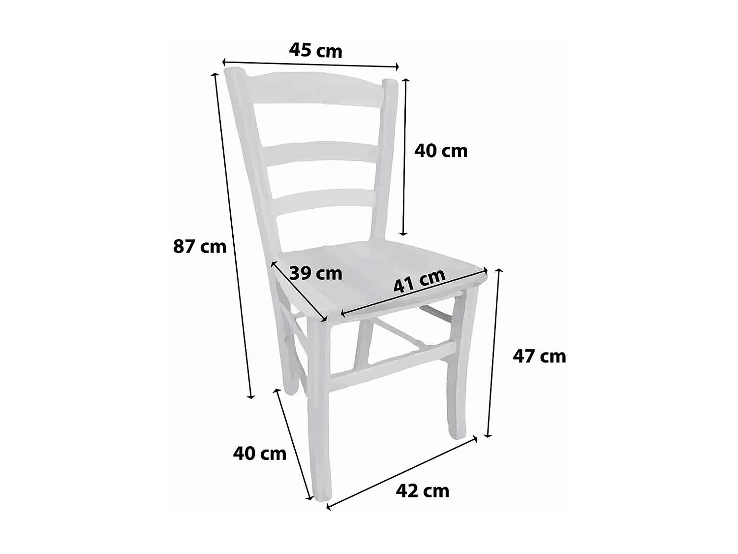 Chaise de campagne avec assise en bois massif brut à peindre