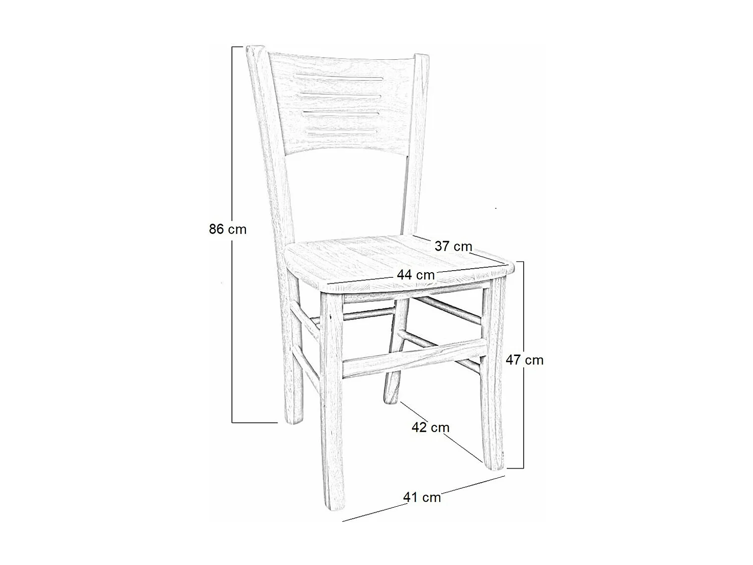 Chaise Amelia en bois brut à peindre avec assise en bois massif