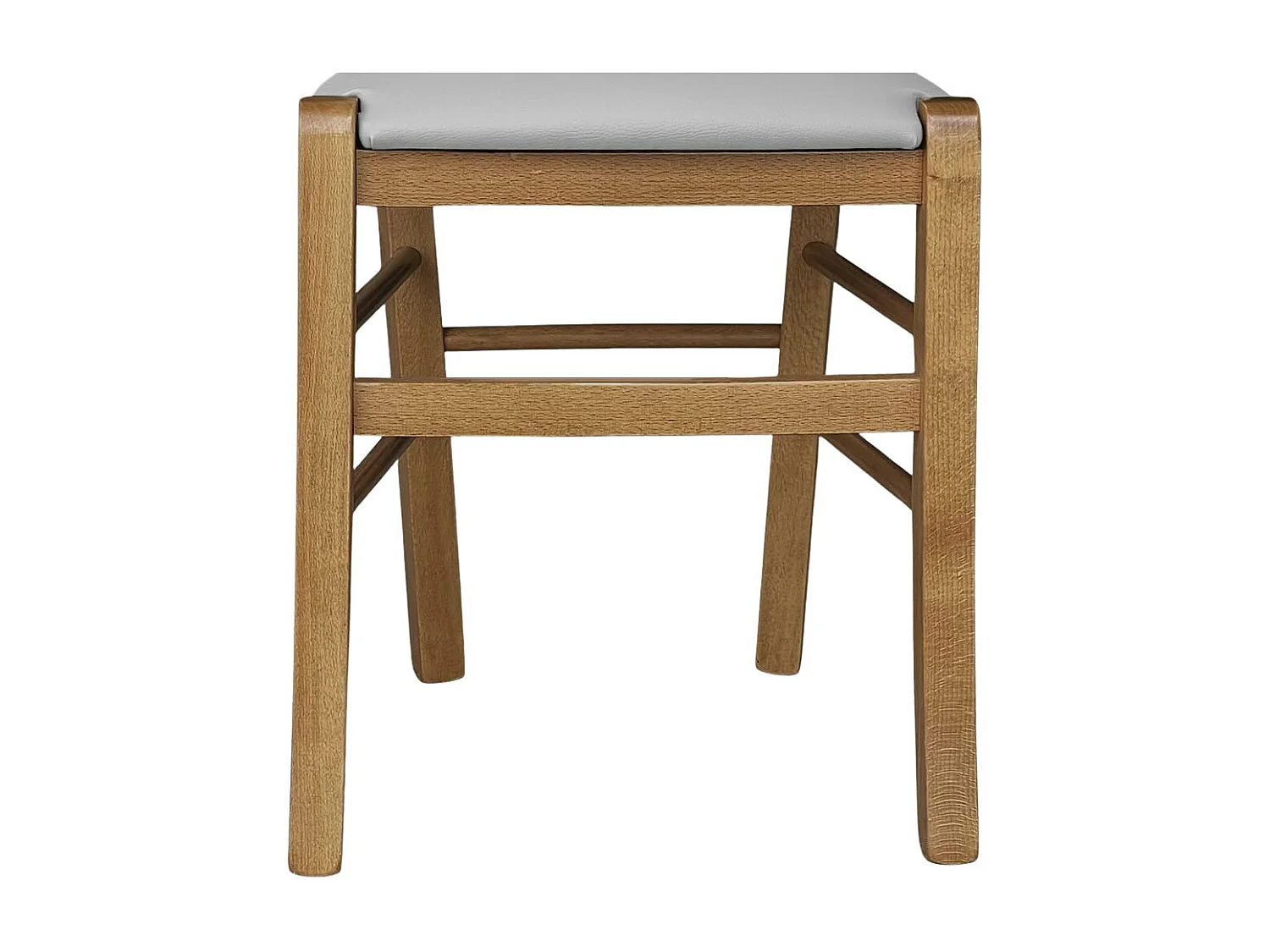 Chaise Venezia en bois de noyer clair avec assise rembourrée en similicuir gris clair