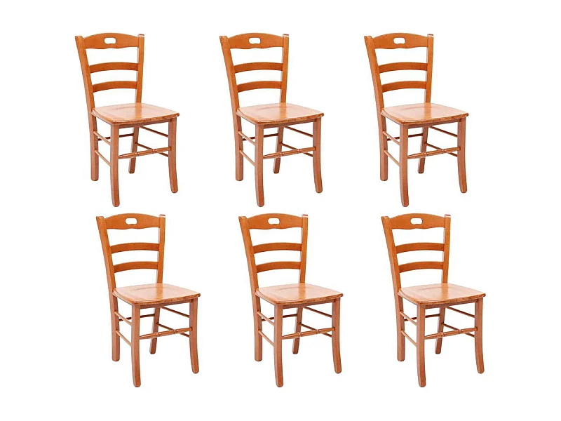 Silla Loris en nogal cerezo con asiento de madera maciza x 6