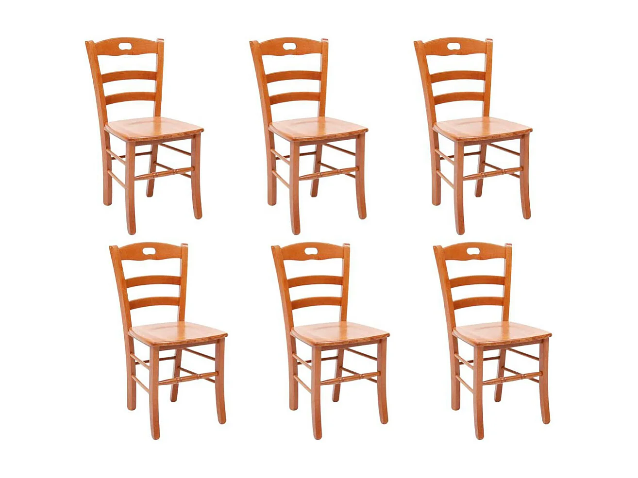 Chaise Loris en noyer cerisier avec assise en bois massif x 6