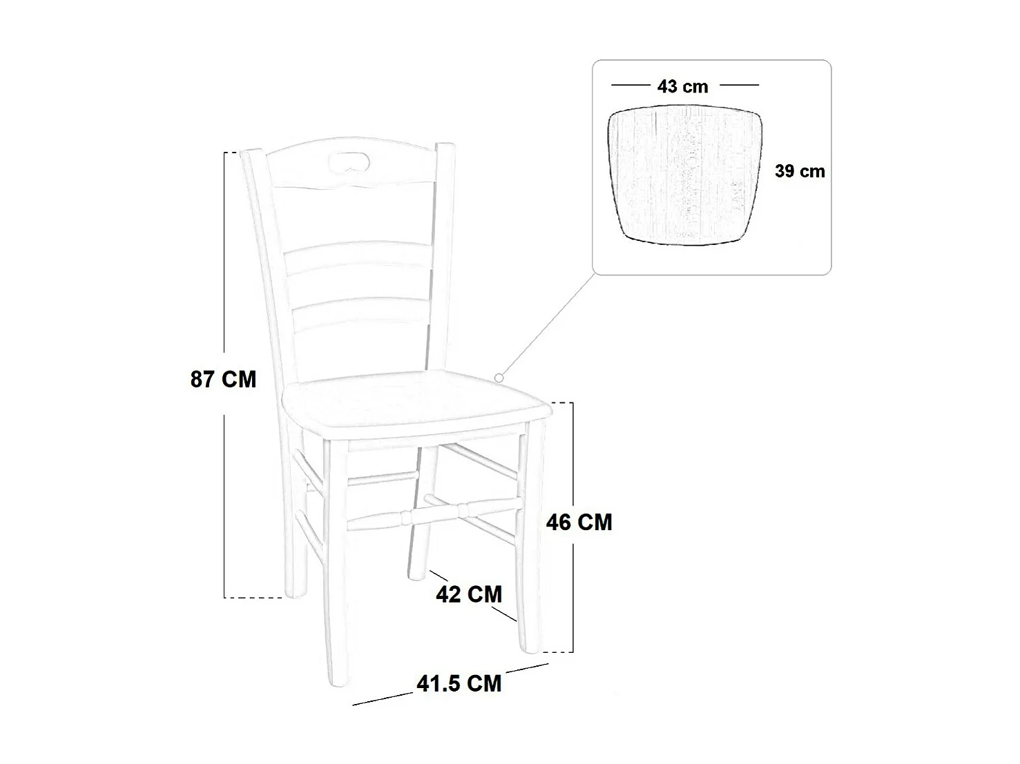 Silla Loris en nogal cerezo con asiento de madera maciza x 6