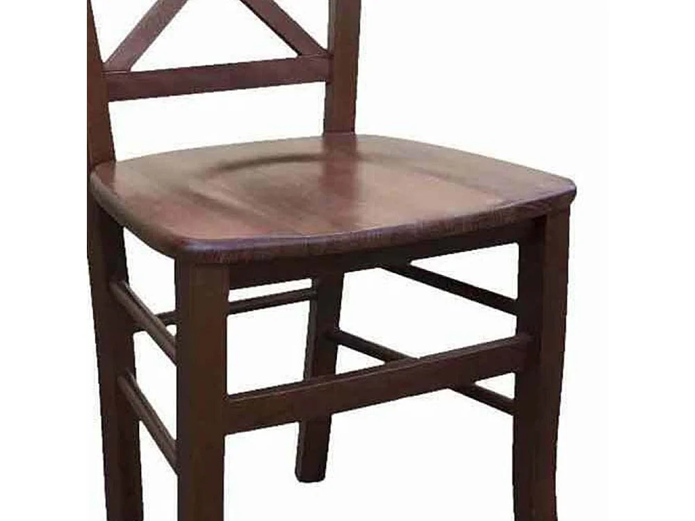 Chaise de campagne en bois de noyer foncé avec assise en bois massif x 4