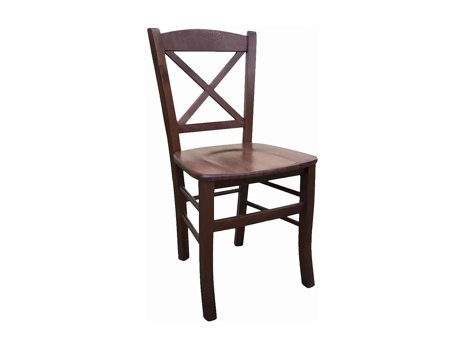 Chaise de campagne en bois de noyer foncé avec assise en bois massif x 4