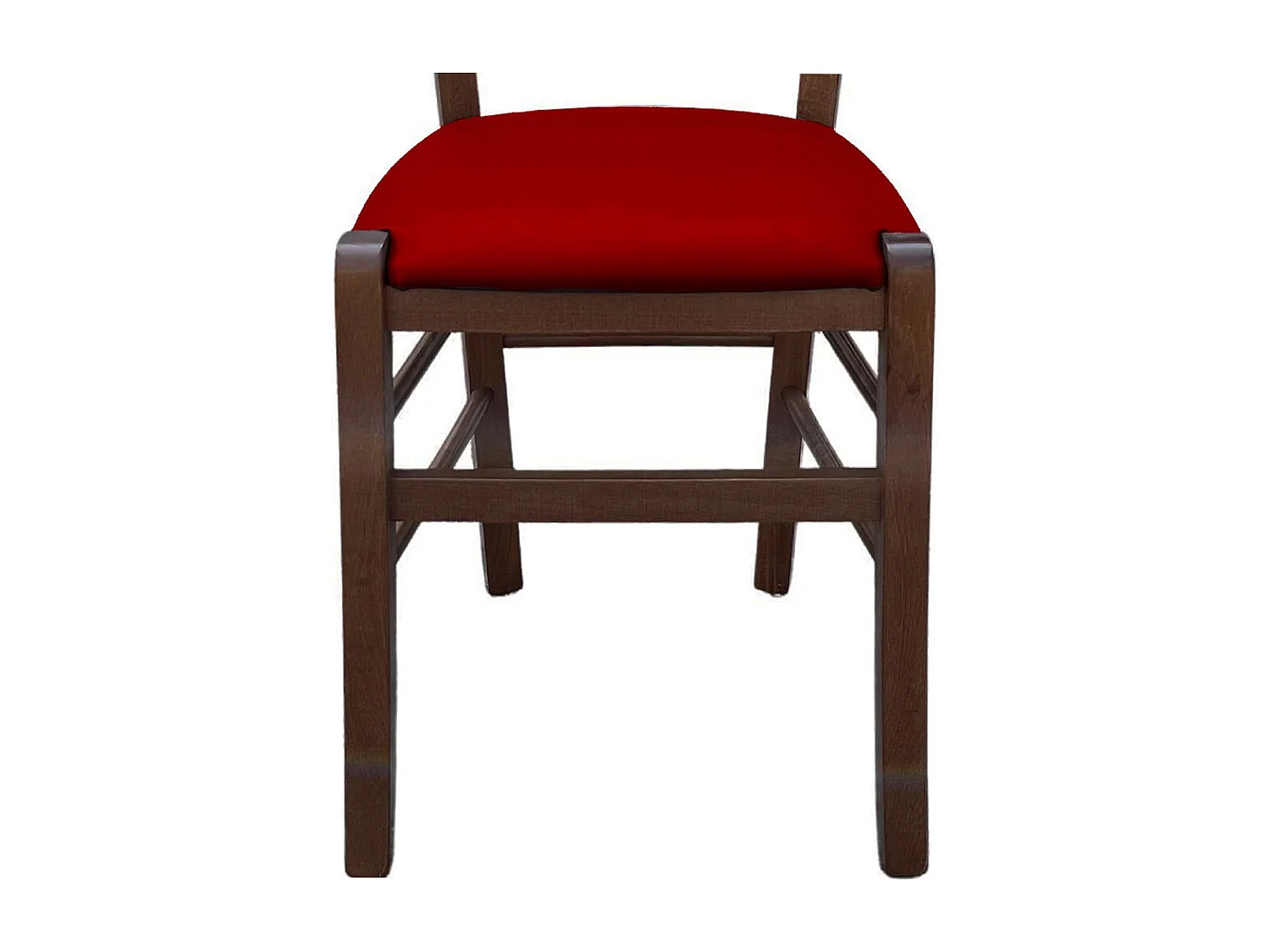 Chaise Venice en bois de noyer foncé avec assise rembourrée en éco-cuir rouge