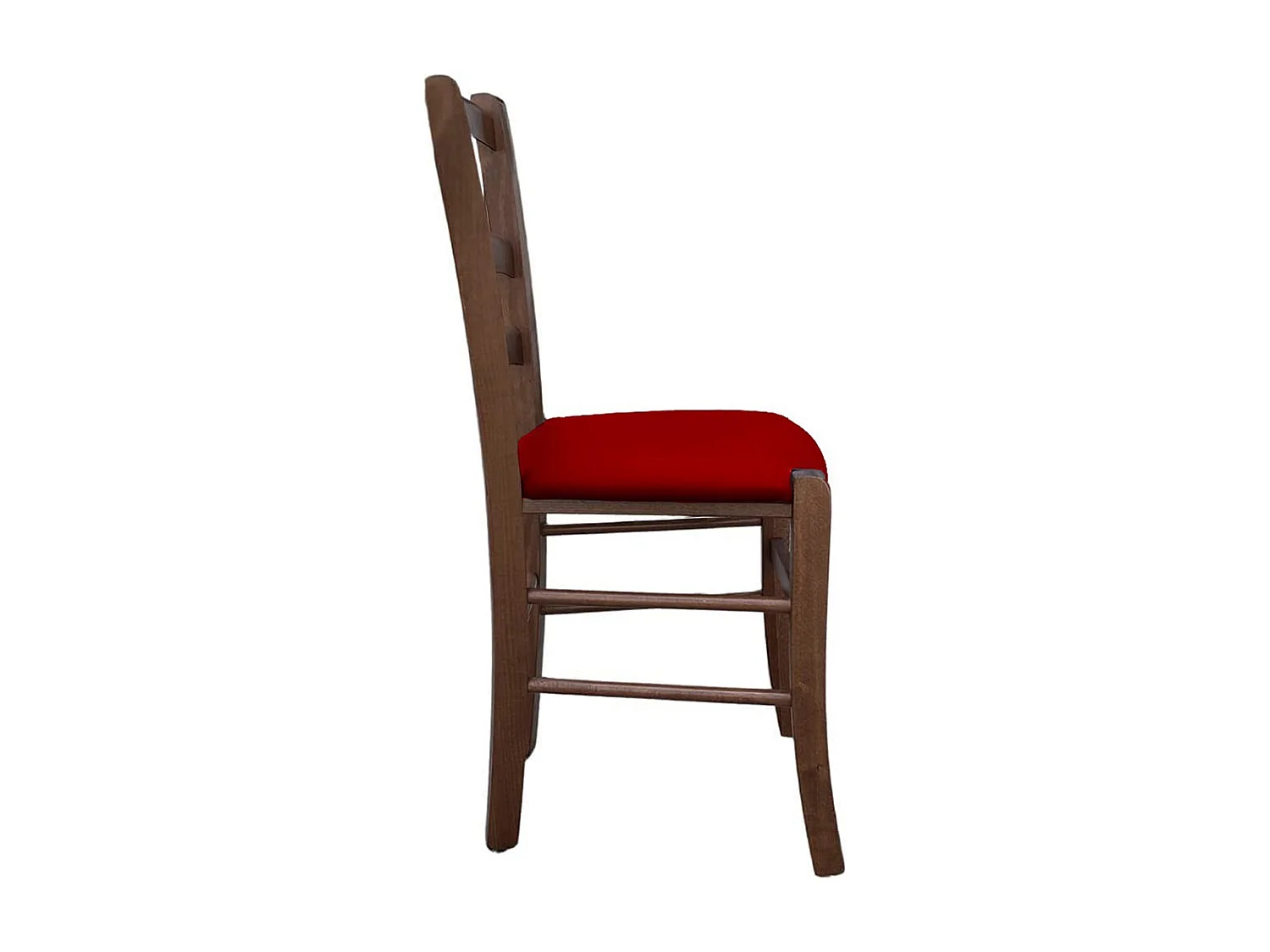 Chaise Venice en bois de noyer foncé avec assise rembourrée en éco-cuir rouge