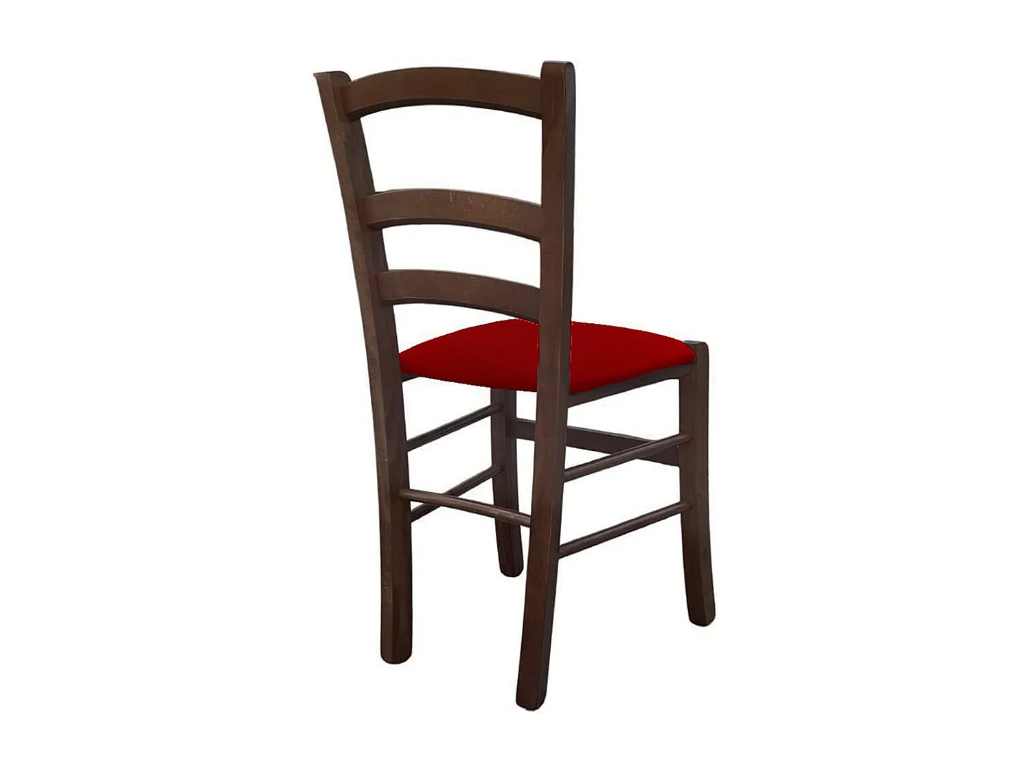 Chaise Venice en bois de noyer foncé avec assise rembourrée en éco-cuir rouge