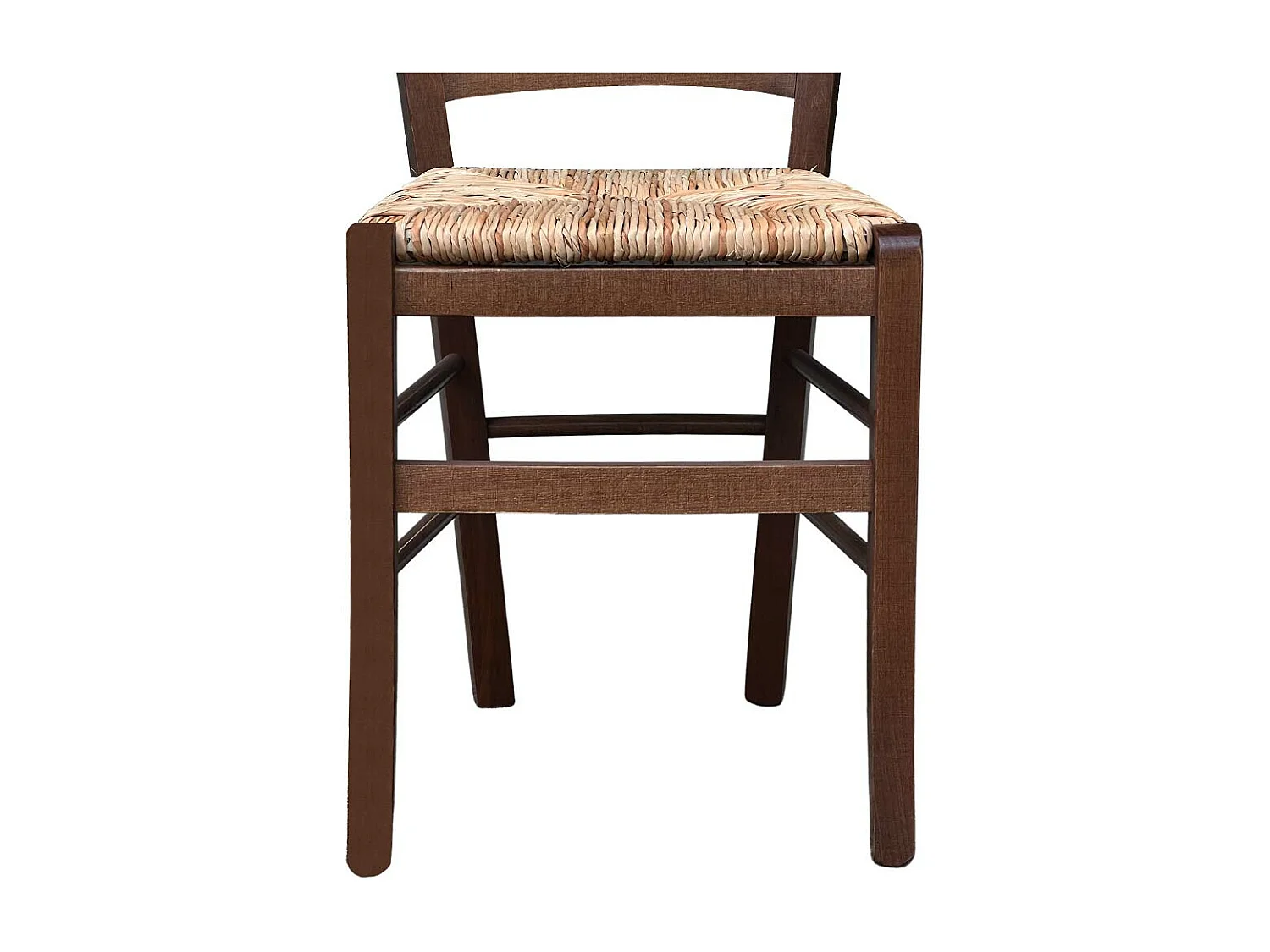 Chaise de campagne en bois de noyer foncé avec assise en paille de riz x 2