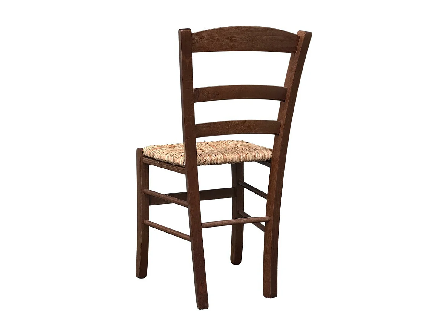 Chaise de campagne en bois de noyer foncé avec assise en paille de riz x 2