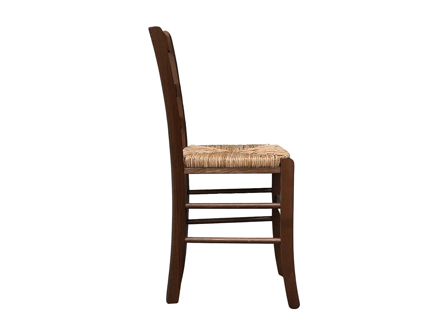 Chaise de campagne en bois de noyer foncé avec assise en paille de riz x 2