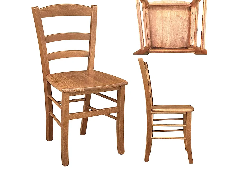 Chaise de campagne en bois avec assise en noyer clair