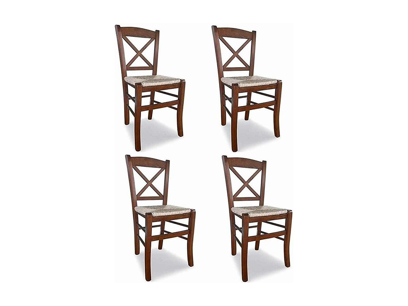 Sedia in legno venezia croce noce scuro con seduta in paglia x